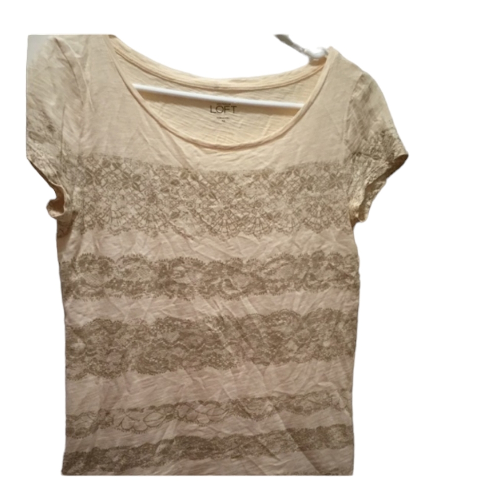 Loft cream and tan blouse Women’s size xs